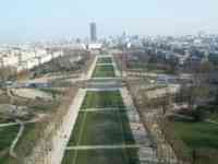 View from Eiffel Tower to Parc du Champ de Mars