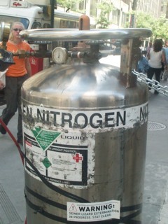 Nitrogen container on street