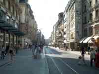 Street, pedestrians, shops