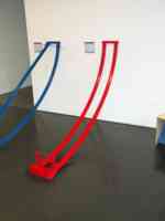 Curved red and blue ramps