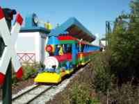 Train with Lego-theme decorations