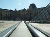 Path between pyramids in the Louvre courtyard