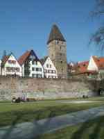 Park, wall, buildings, and Metzgerturm