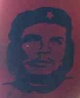 Che Guevera's face on a red sparrow sculpture