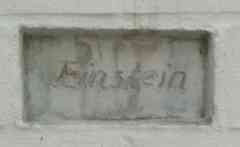 Brick labeled "Einstein" in building