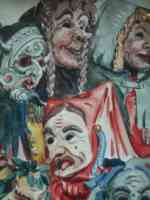 Painting of fools' masks