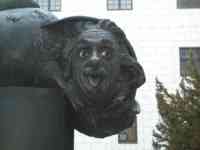 Einstein's head in a fountain