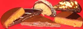 Assorted Bridgewater chocolates, sliced open