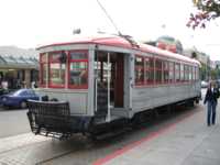 White and red streetcar