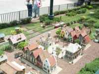 Model town with model trains