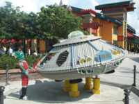 Flying saucer and alien made of Lego pieces