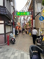 Narrow street of restaurants